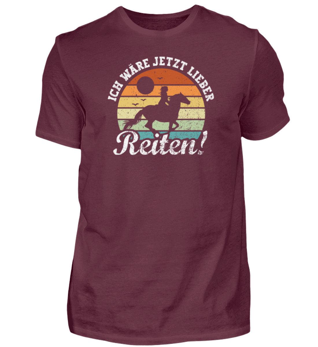 Ich wäre jetzt lieber Reiten Frau · Herren T-Shirt-Herren Basic T-Shirt-Burgundy-S-Agrarstarz