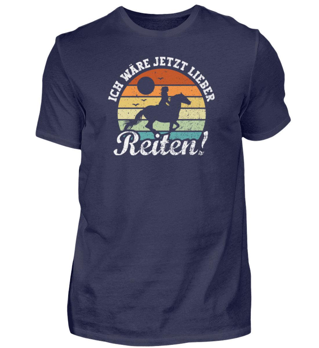 Ich wäre jetzt lieber Reiten Frau · Herren T-Shirt-Herren Basic T-Shirt-Navy-S-Agrarstarz