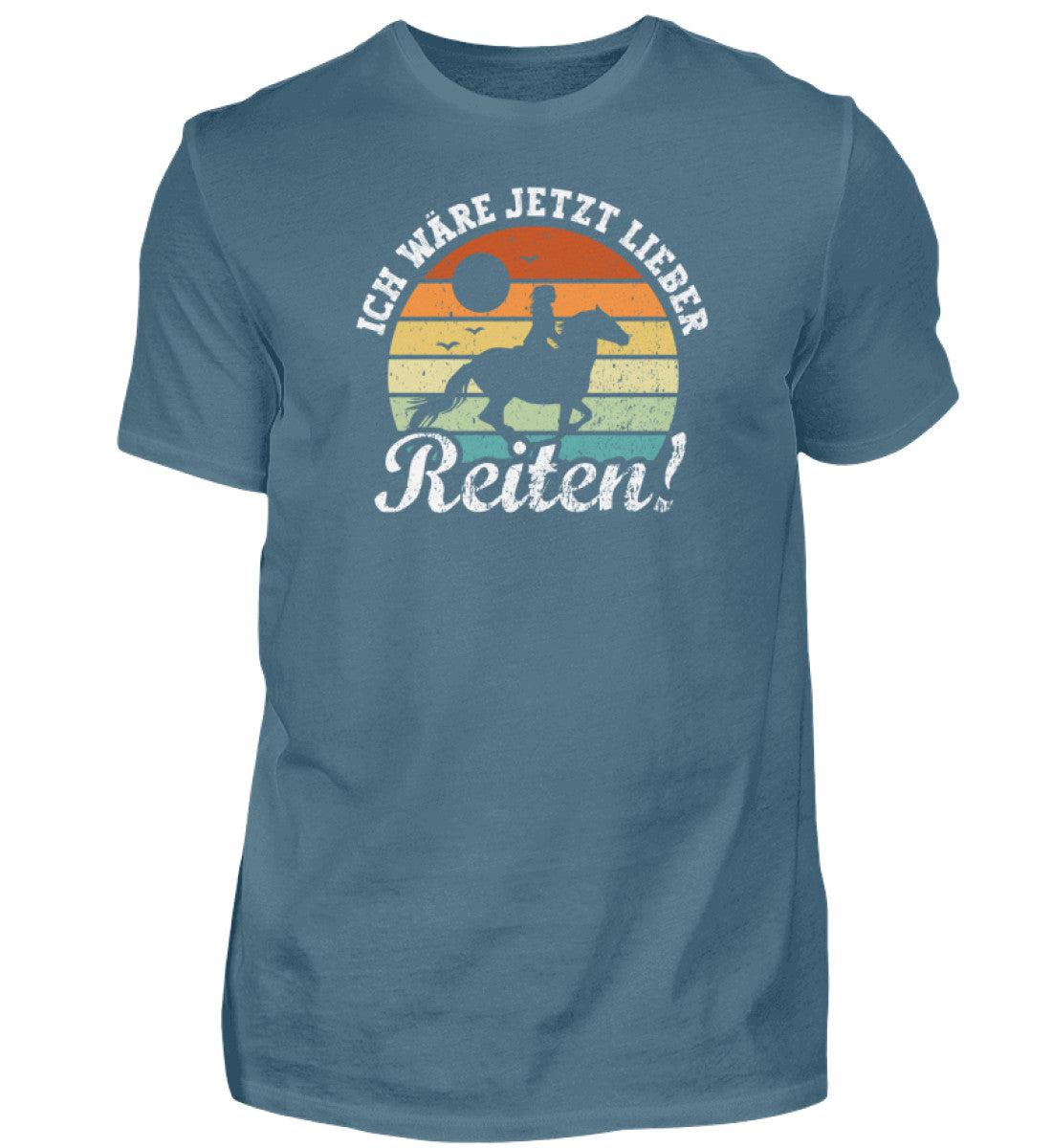 Ich wäre jetzt lieber Reiten Frau · Herren T-Shirt-Herren Basic T-Shirt-Stone Blue-S-Agrarstarz