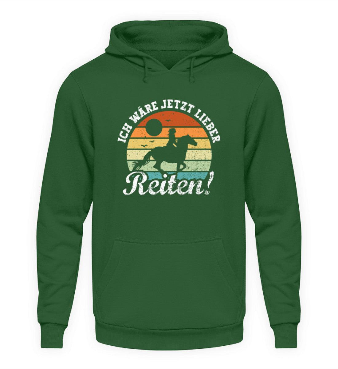 Ich wäre jetzt lieber Reiten Frau · Unisex Kapuzenpullover Hoodie-Unisex Hoodie-Bottle Green-S-Agrarstarz
