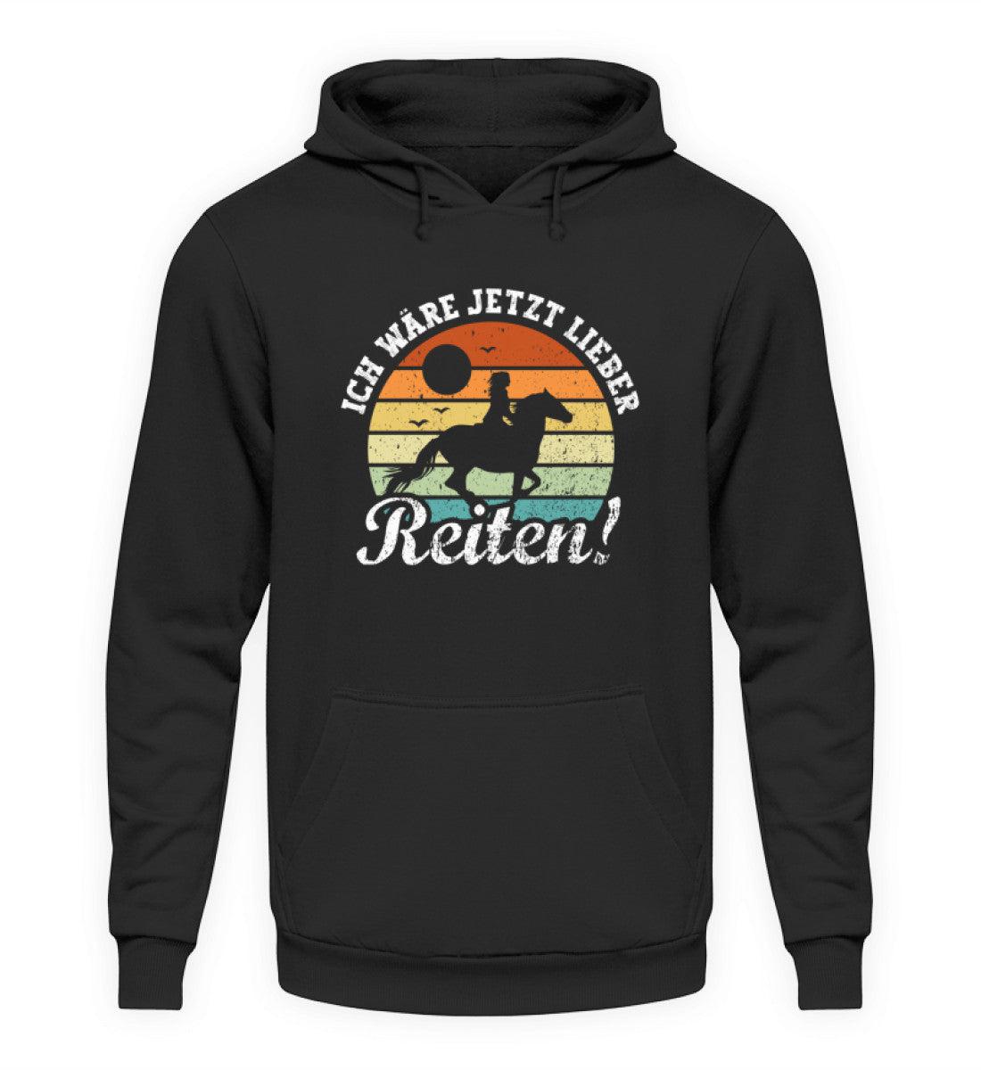 Ich wäre jetzt lieber Reiten Frau · Unisex Kapuzenpullover Hoodie-Unisex Hoodie-Deep Black-S-Agrarstarz