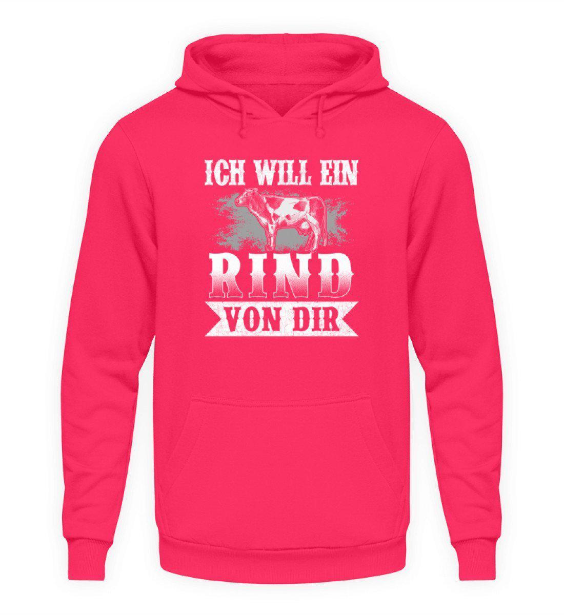 Ich will ein Rind von dir · Unisex Kapuzenpullover Hoodie-Unisex Hoodie-Hot Pink-L-Agrarstarz