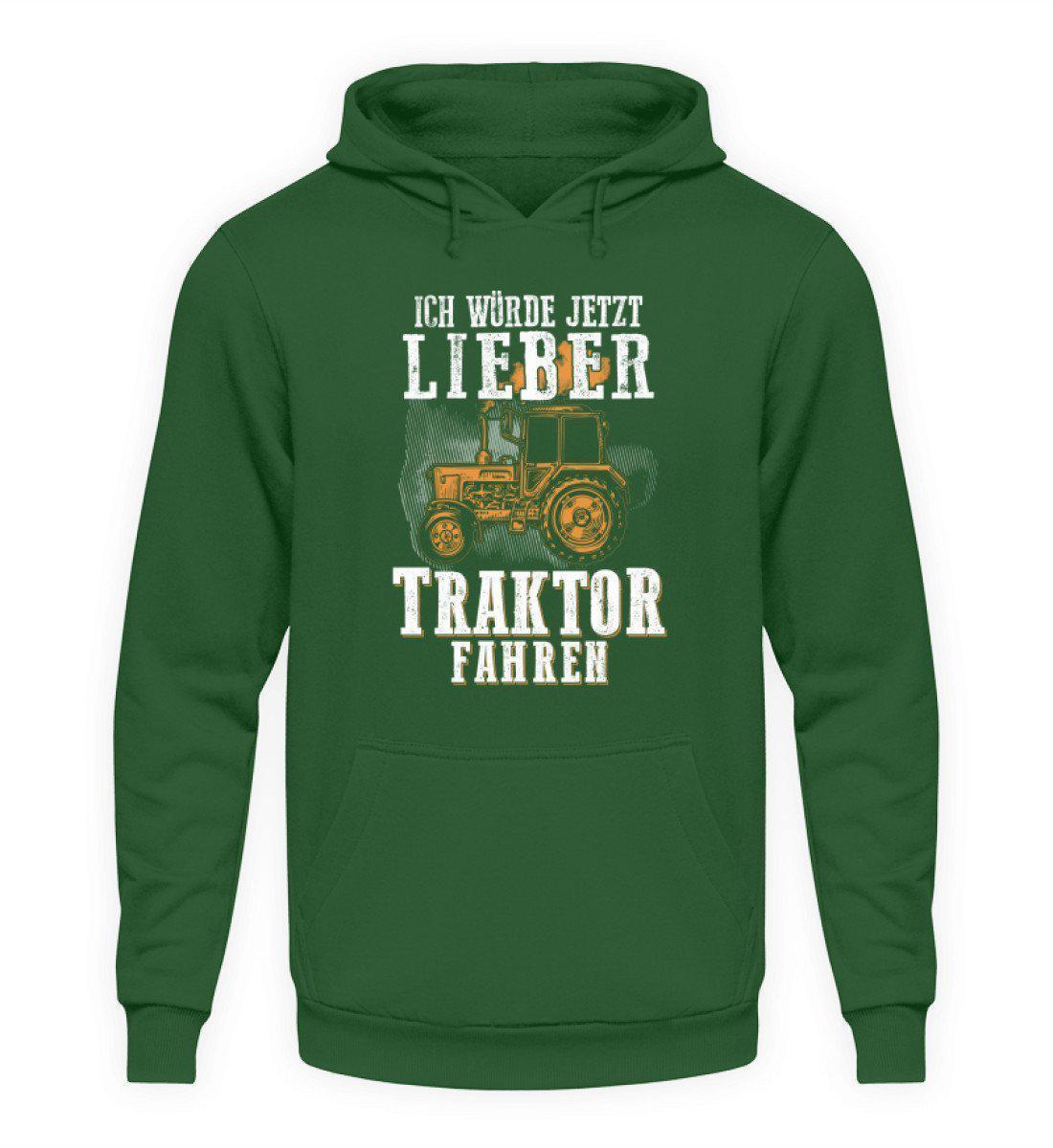 Ich würde lieber Traktor fahren · Unisex Kapuzenpullover Hoodie-Unisex Hoodie-Bottle Green-L-Agrarstarz