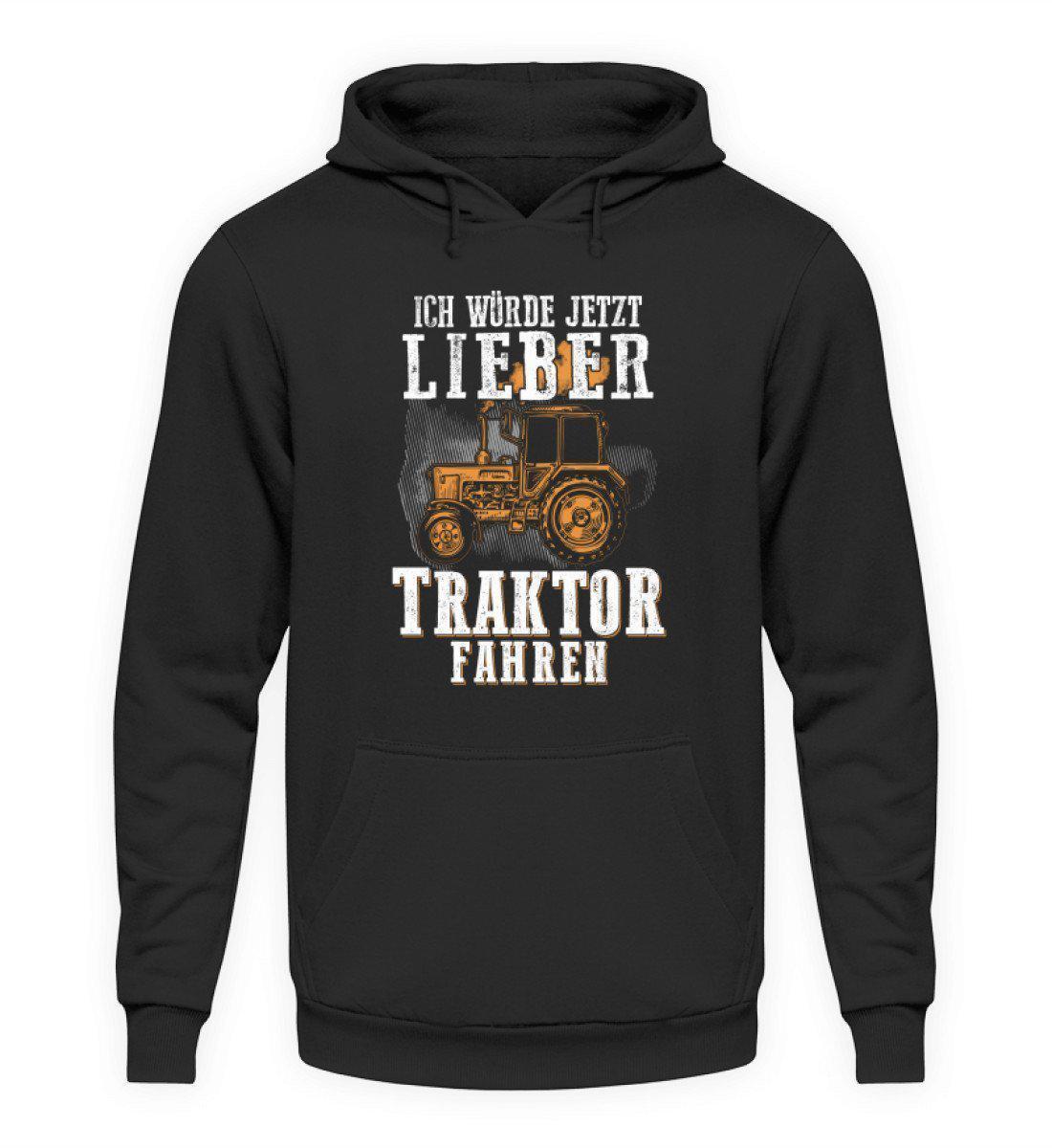 Ich würde lieber Traktor fahren · Unisex Kapuzenpullover Hoodie-Unisex Hoodie-Jet Black-L-Agrarstarz