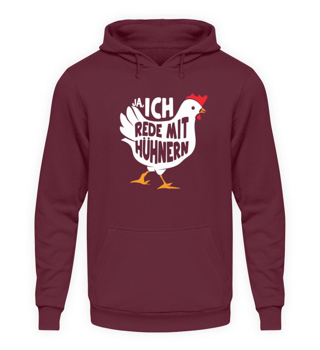 Ja, ich rede mit Hühnern · Unisex Kapuzenpullover Hoodie-Unisex Hoodie-Burgundy-S-Agrarstarz