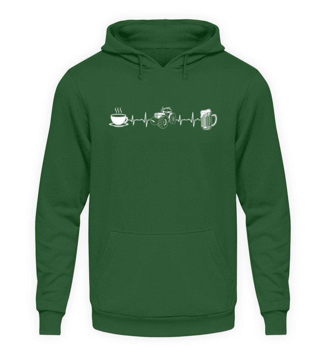Kaffee Traktor Bier Heartbeat · Unisex Kapuzenpullover Hoodie-Unisex Hoodie-Bottle Green-S-Agrarstarz