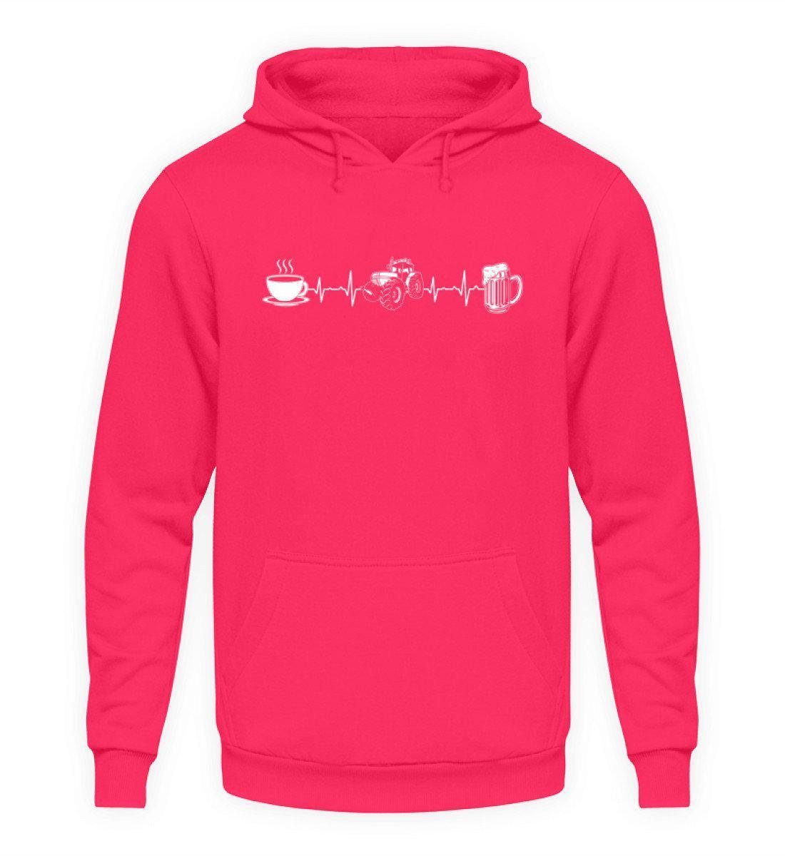 Kaffee Traktor Bier Heartbeat · Unisex Kapuzenpullover Hoodie-Unisex Hoodie-Hot Pink-S-Agrarstarz