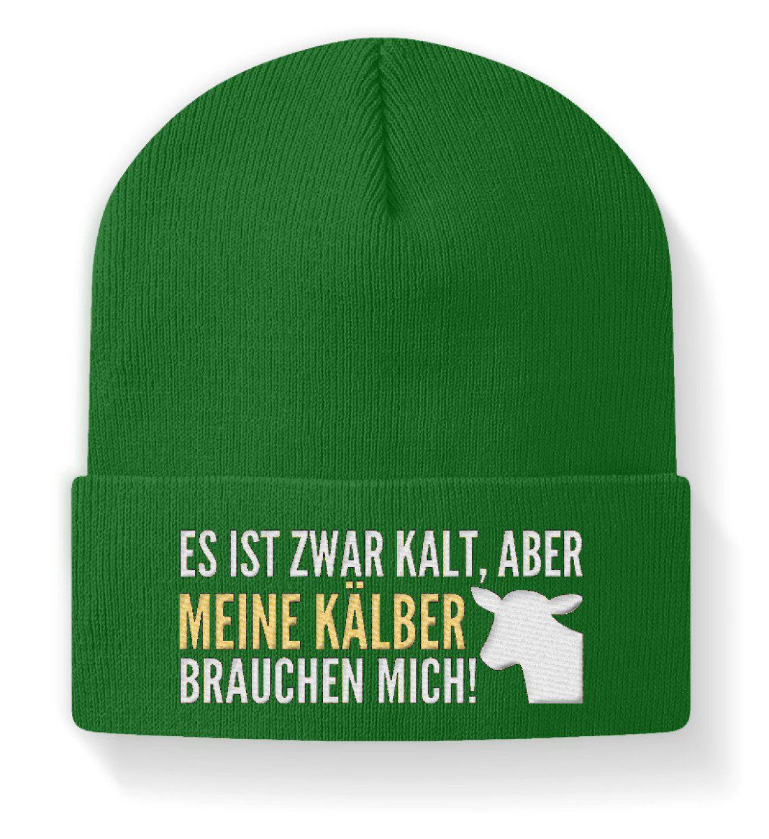 Kälber brauchen mich · Beanie Mütze-Beanie mit Stick-Kelly Green-M-Agrarstarz