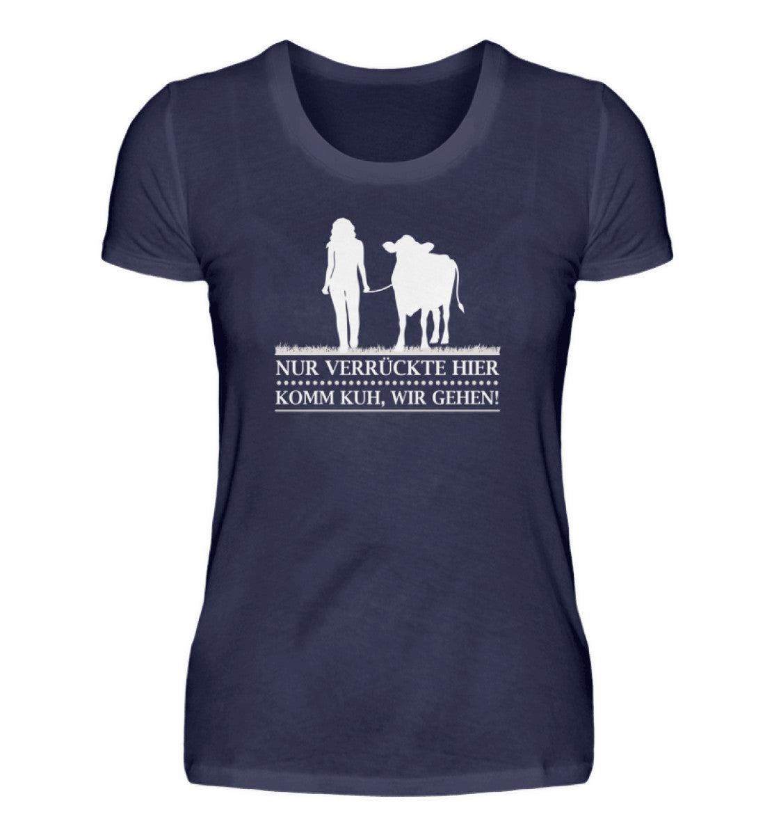 Komm Kuh wir gehen · Damen T-Shirt-Damen Basic T-Shirt-Navy-S-Agrarstarz