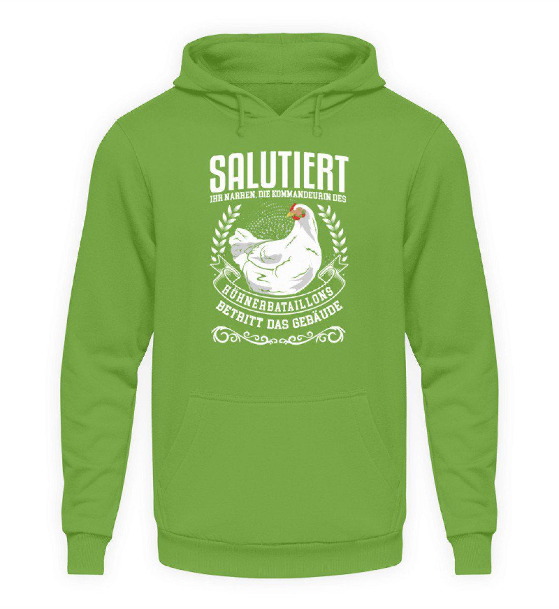 Kommandeurin Hühnerbataillon · Unisex Kapuzenpullover Hoodie-Unisex Hoodie-LimeGreen-S-Agrarstarz