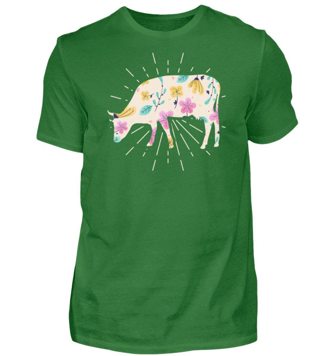 Kuh Blumen Colourful · Herren T-Shirt-Herren Basic T-Shirt-Kelly Green-S-Agrarstarz