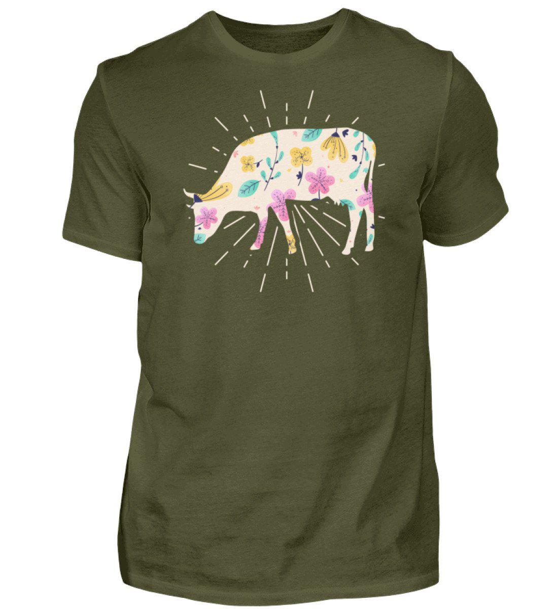 Kuh Blumen Colourful · Herren T-Shirt-Herren Basic T-Shirt-Urban Khaki-S-Agrarstarz