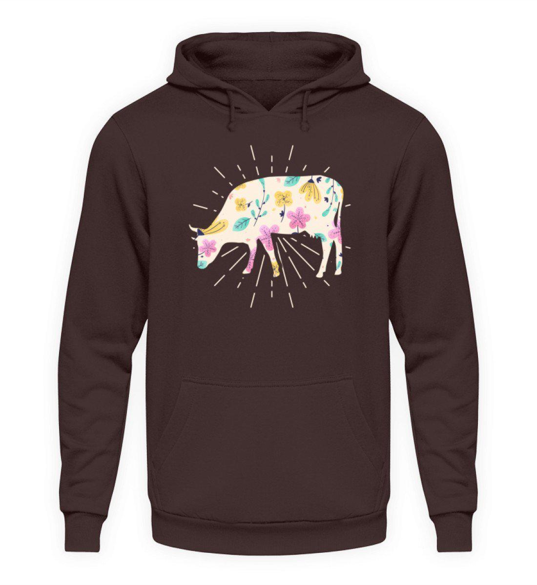 Kuh Blumen Colourful · Unisex Kapuzenpullover Hoodie-Unisex Hoodie-Hot Chocolate-L-Agrarstarz