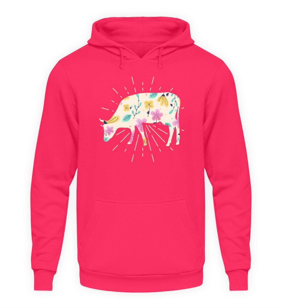 Kuh Blumen Colourful · Unisex Kapuzenpullover Hoodie-Unisex Hoodie-Hot Pink-L-Agrarstarz