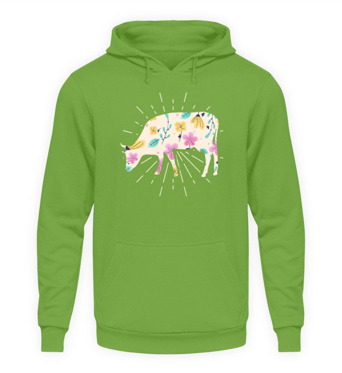Kuh Blumen Colourful · Unisex Kapuzenpullover Hoodie-Unisex Hoodie-LimeGreen-L-Agrarstarz