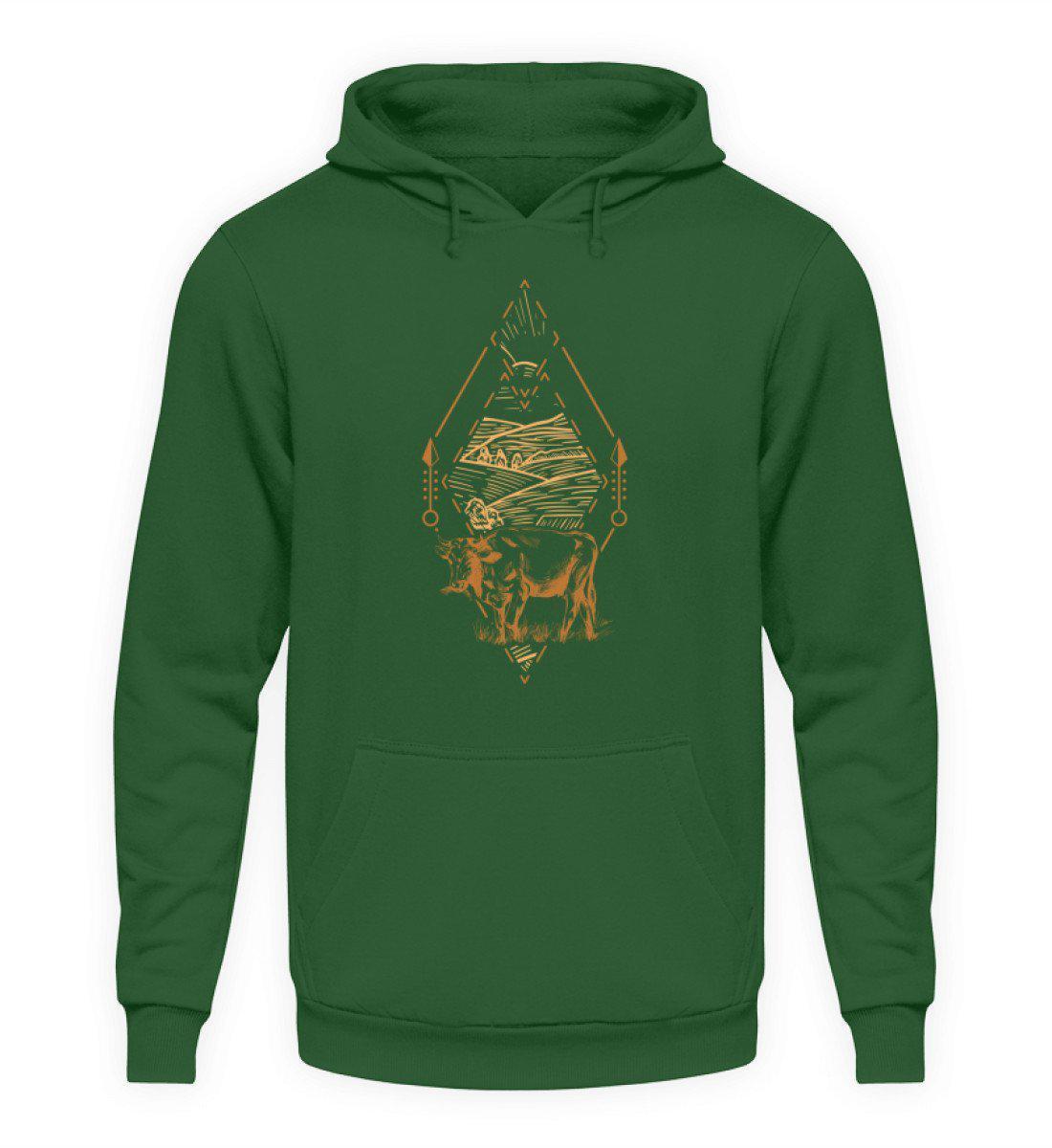 Kuh Geometric 2 · Unisex Kapuzenpullover Hoodie-Unisex Hoodie-Bottle Green-L-Agrarstarz