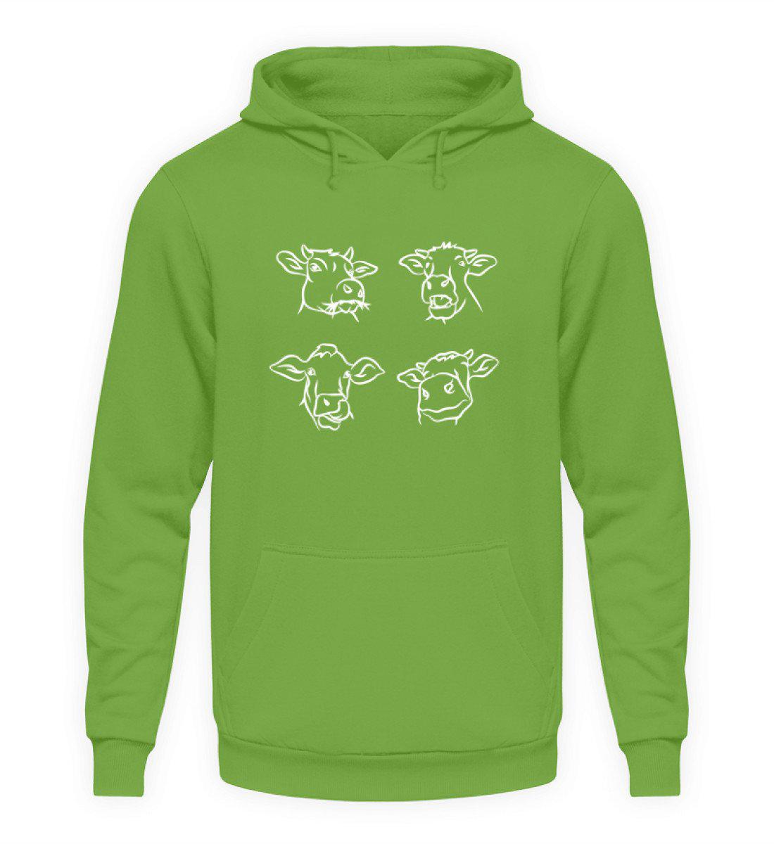 Kuh Gesichter · Unisex Kapuzenpullover Hoodie-Unisex Hoodie-LimeGreen-S-Agrarstarz