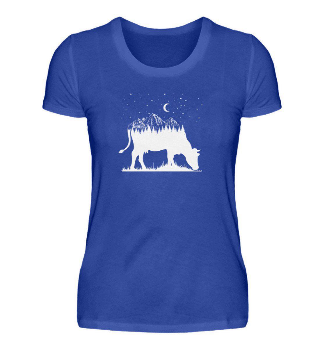 Kuh Landschaft simple · Damen T-Shirt-Damen Basic T-Shirt-Neon Blue-S-Agrarstarz