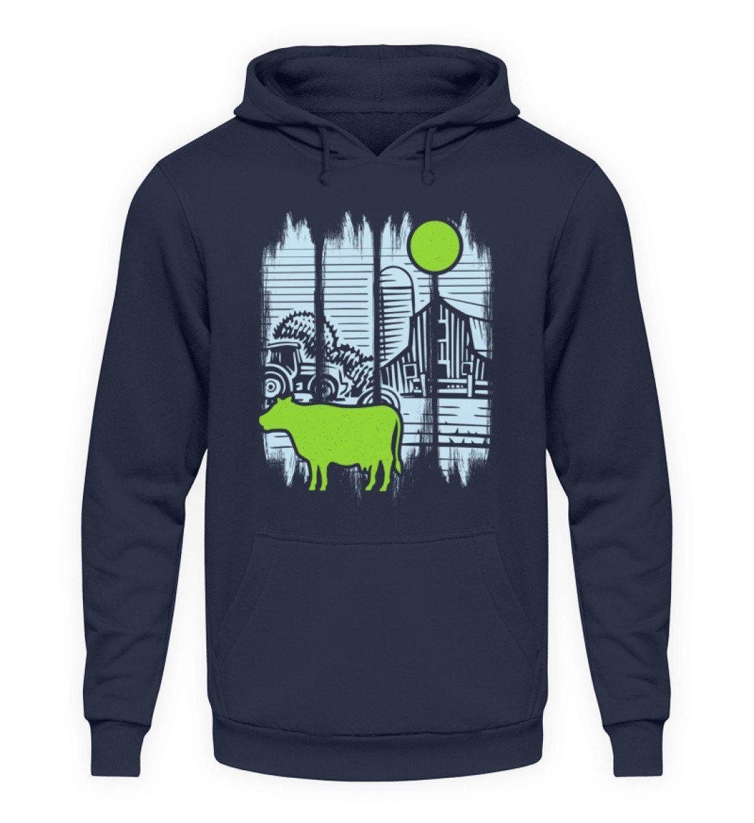 Kuh Mond Colorful · Unisex Kapuzenpullover Hoodie-Unisex Hoodie-Oxford Navy-S-Agrarstarz