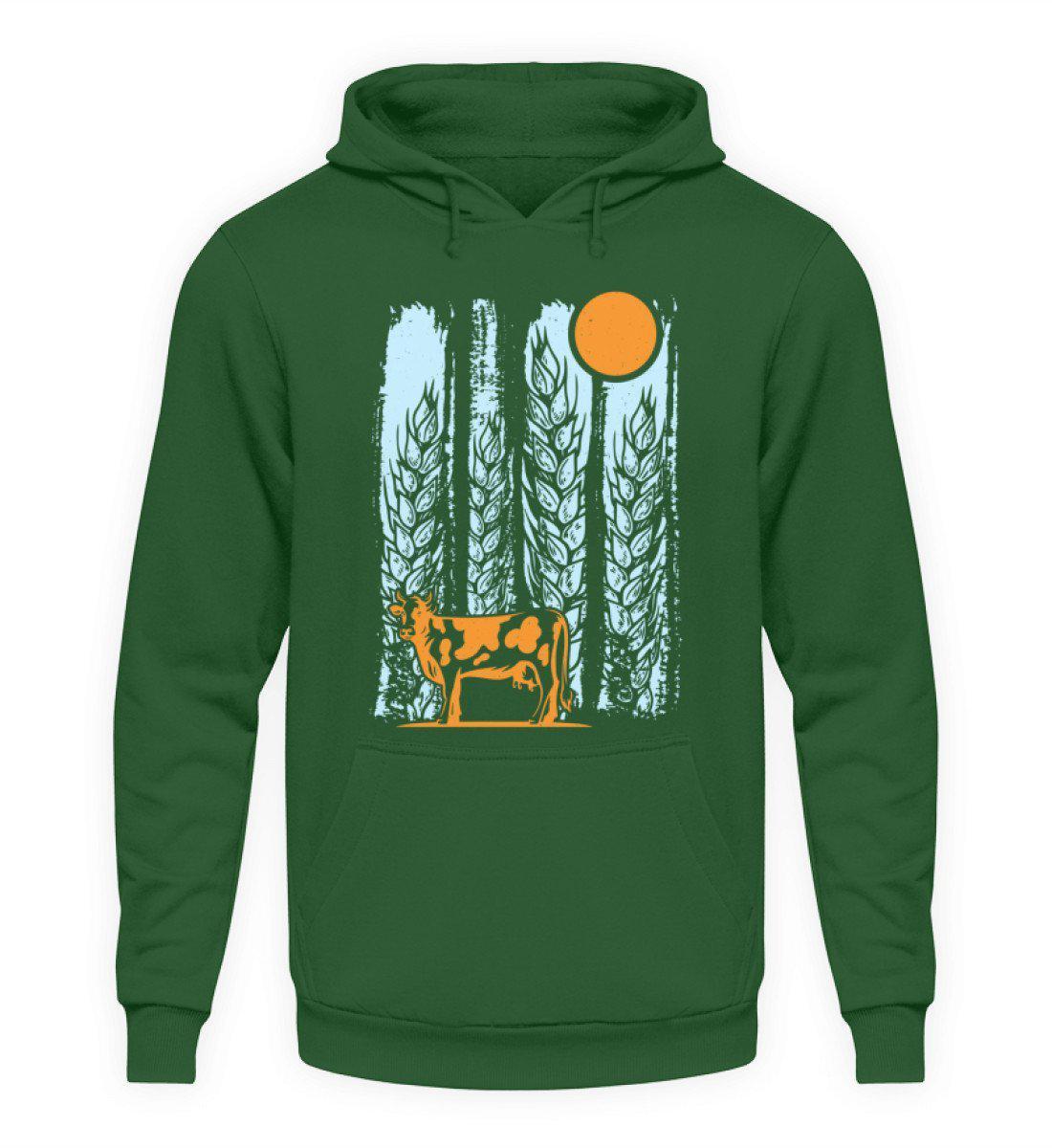Kuh Mond Colourful · Unisex Kapuzenpullover Hoodie-Unisex Hoodie-Bottle Green-L-Agrarstarz