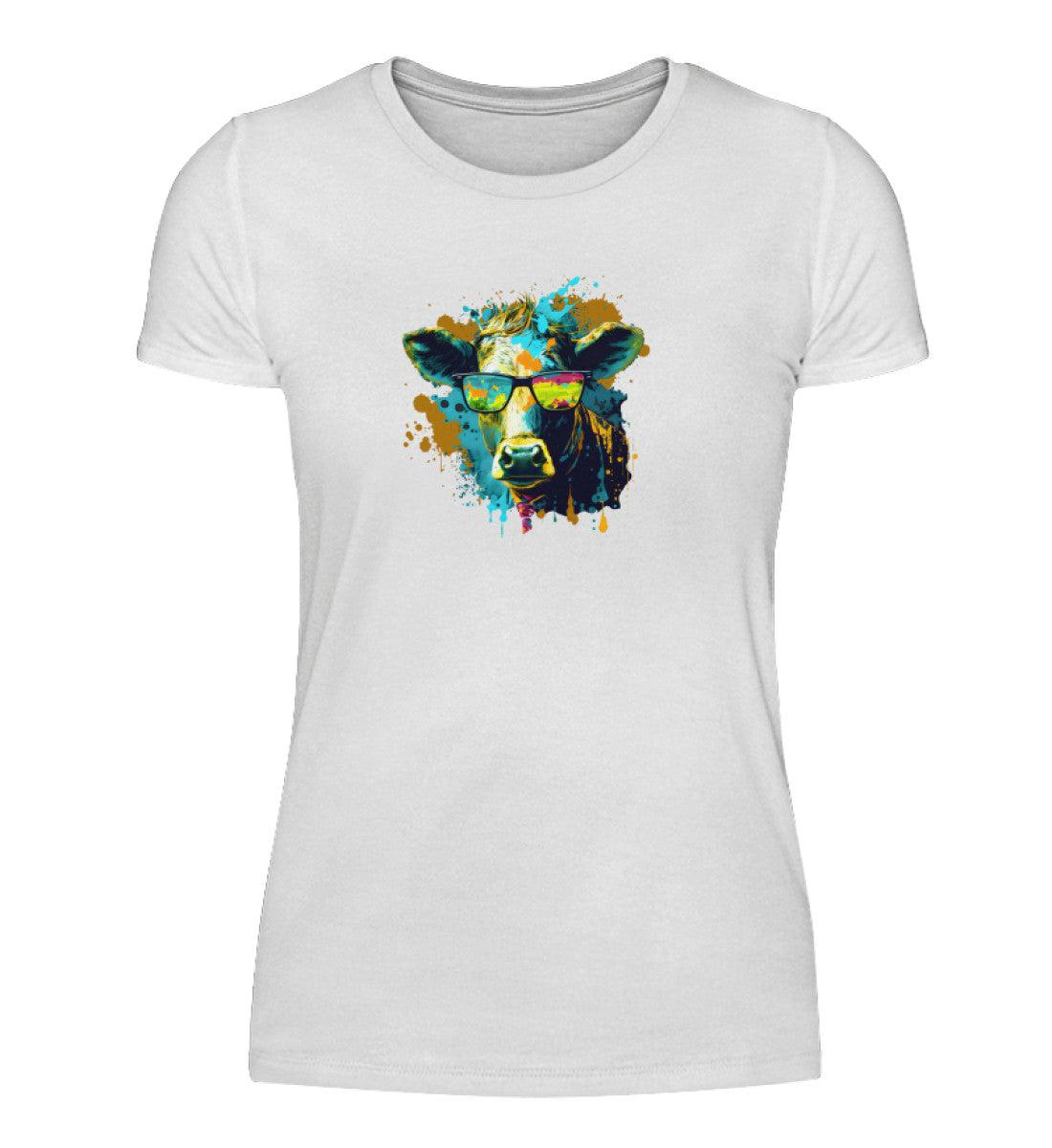 Kuh Sonnenbrille Blau · Damen T-Shirt-Damen Basic T-Shirt-White-S-Agrarstarz