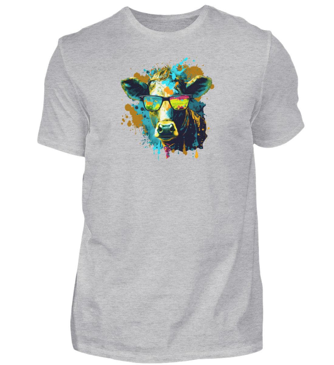 Kuh Sonnenbrille Blau · Herren T-Shirt-Herren Basic T-Shirt-Heather Grey-S-Agrarstarz