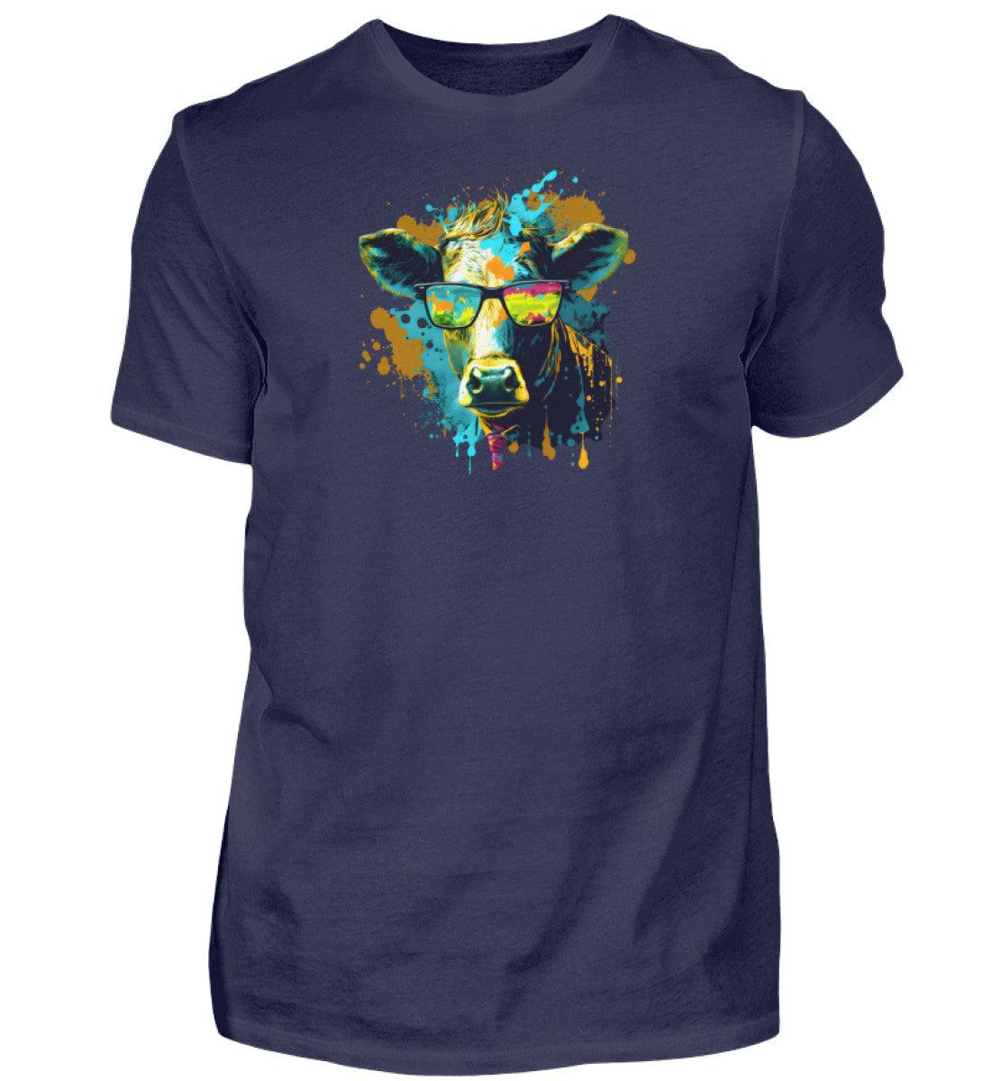 Kuh Sonnenbrille Blau · Herren T-Shirt-Herren Basic T-Shirt-Navy-S-Agrarstarz
