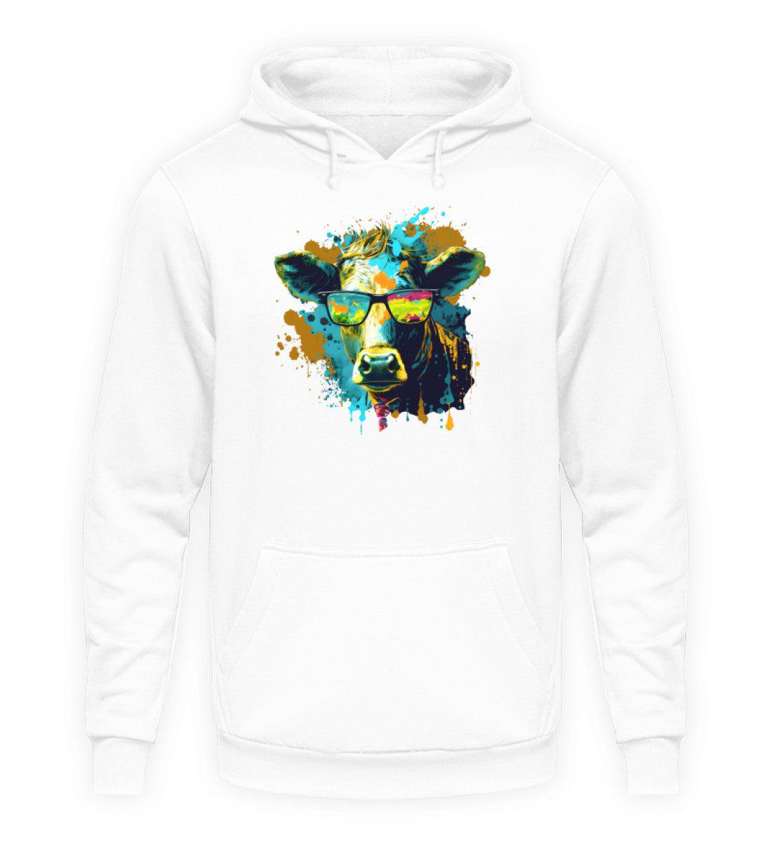 Kuh Sonnenbrille Blau · Unisex Kapuzenpullover Hoodie-Unisex Hoodie-Arctic White-XS-Agrarstarz