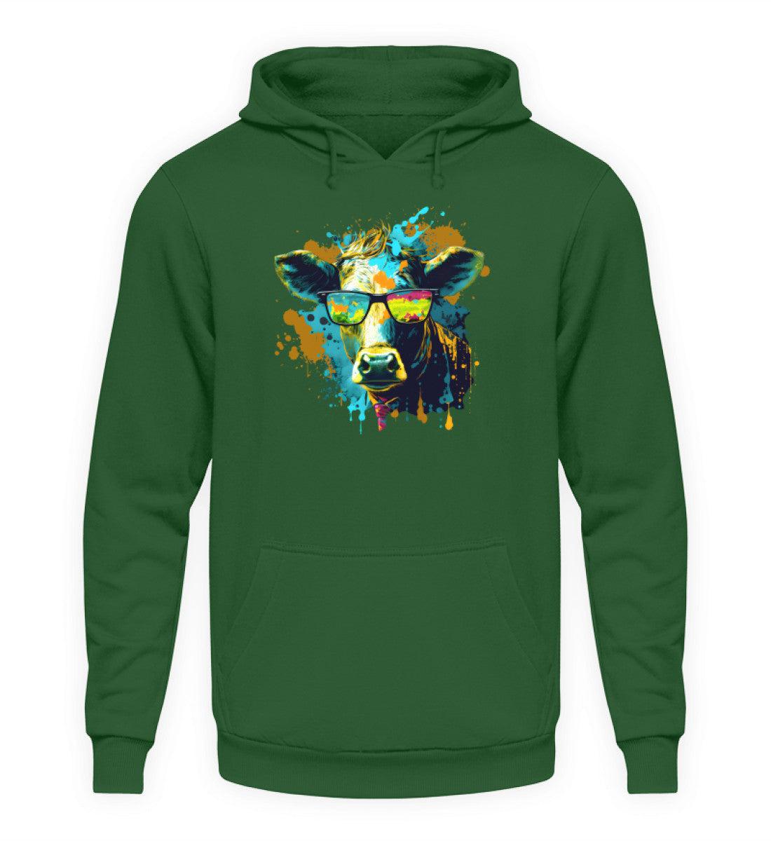 Kuh Sonnenbrille Blau · Unisex Kapuzenpullover Hoodie-Unisex Hoodie-Bottle Green-XS-Agrarstarz