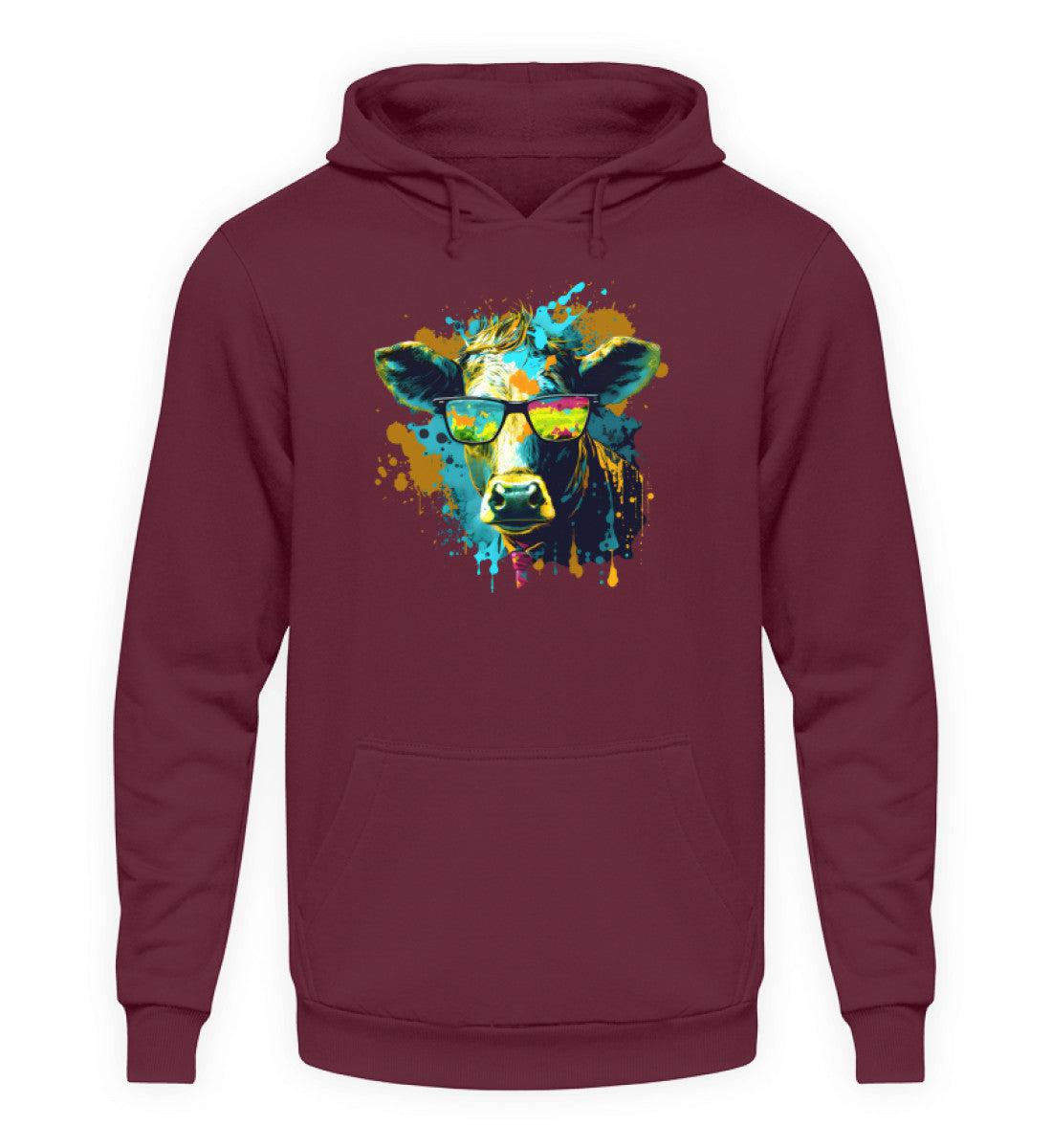 Kuh Sonnenbrille Blau · Unisex Kapuzenpullover Hoodie-Unisex Hoodie-Burgundy-XS-Agrarstarz