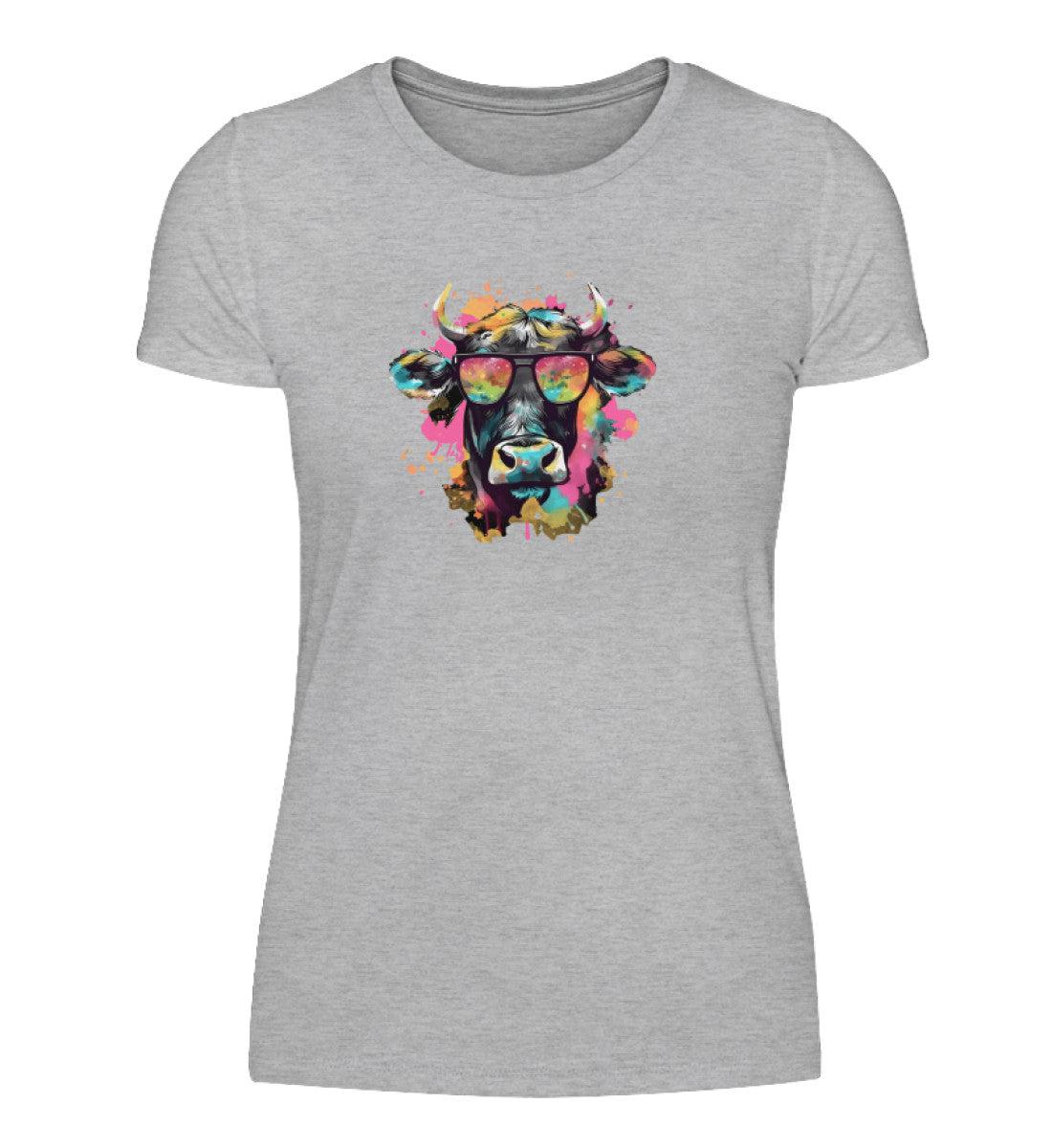 Kuh Sonnenbrille · Damen T-Shirt-Damen Basic T-Shirt-Heather Grey-S-Agrarstarz