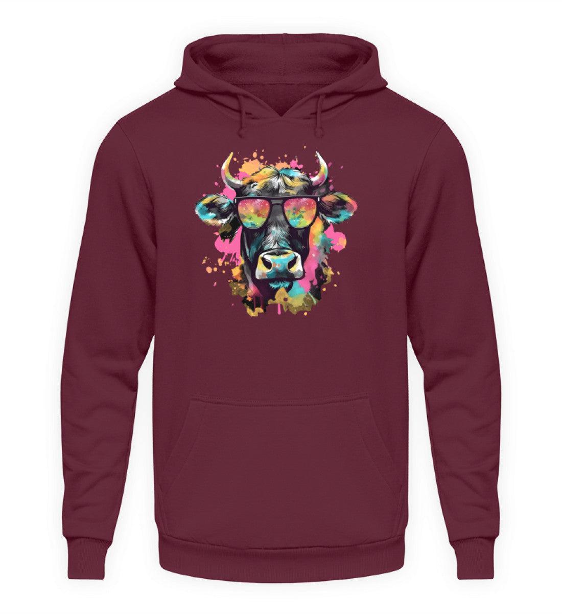 Kuh Sonnenbrille · Unisex Kapuzenpullover Hoodie-Unisex Hoodie-Burgundy-XS-Agrarstarz