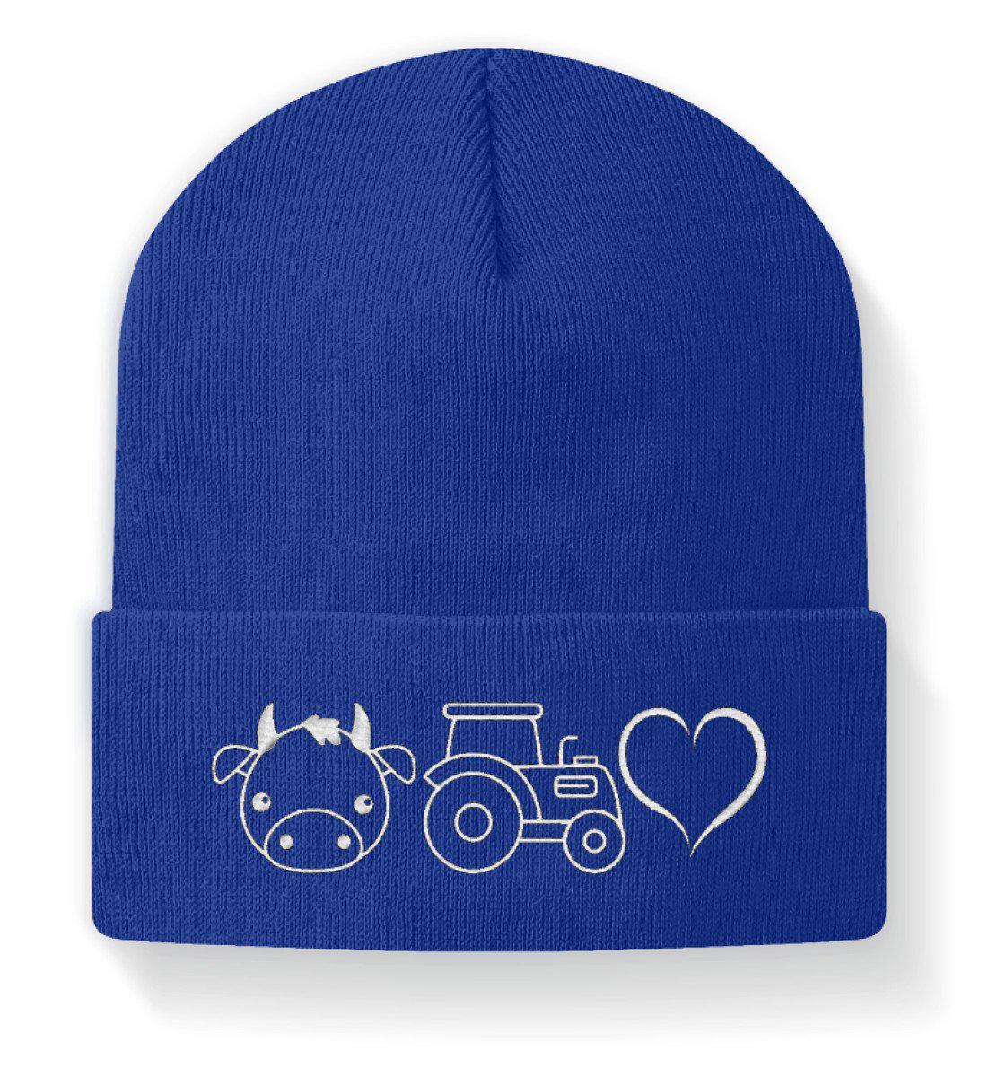 Kuh Traktor Herz · Beanie Mütze-Beanie mit Stick-Royal-M-Agrarstarz