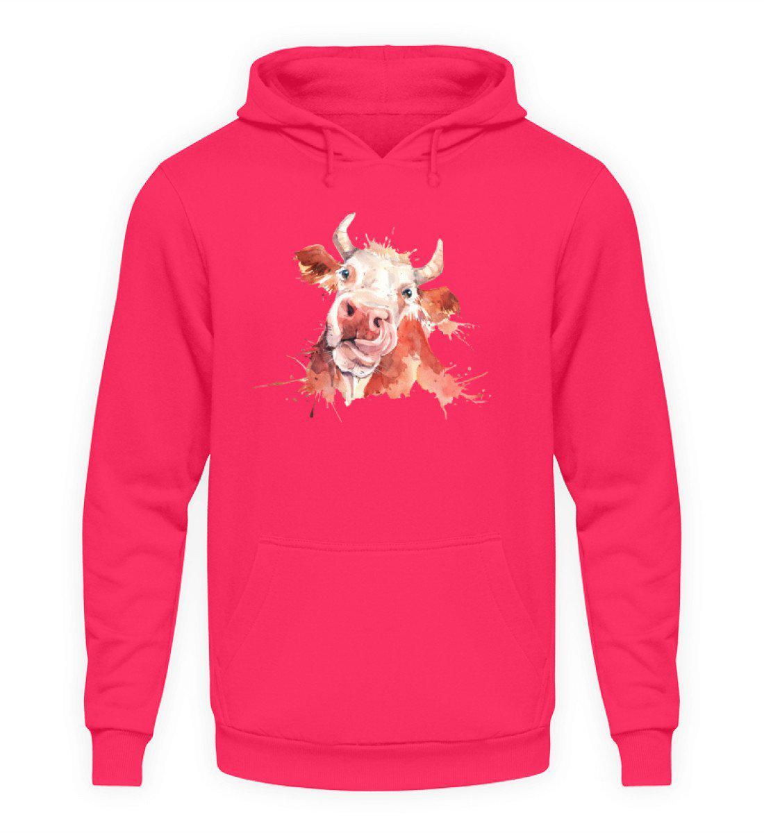 Kuh Wasserfarben · Unisex Kapuzenpullover Hoodie-Unisex Hoodie-Hot Pink-S-Agrarstarz