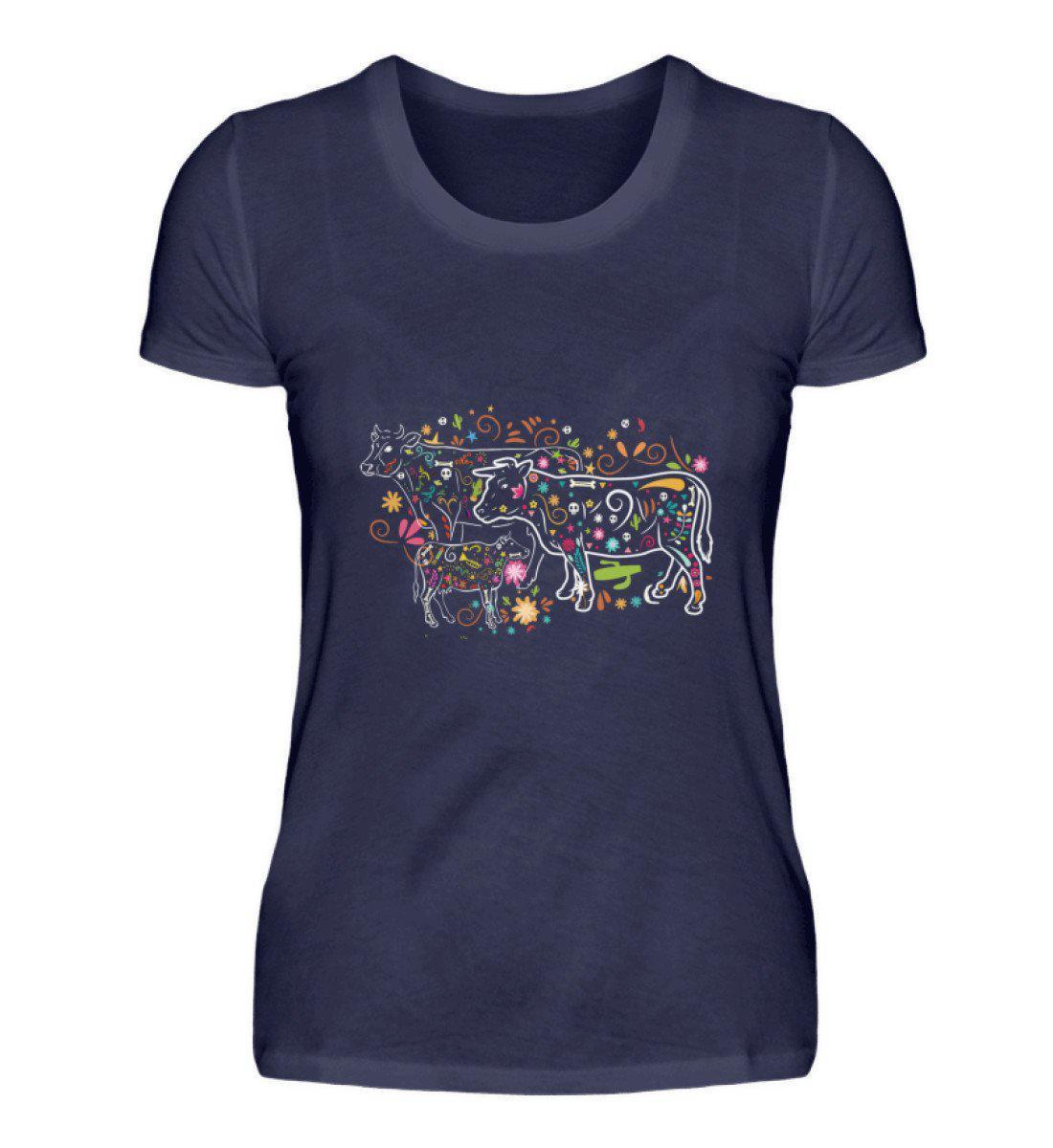 Kühe Colorful · Damen T-Shirt-Damen Basic T-Shirt-Navy-S-Agrarstarz