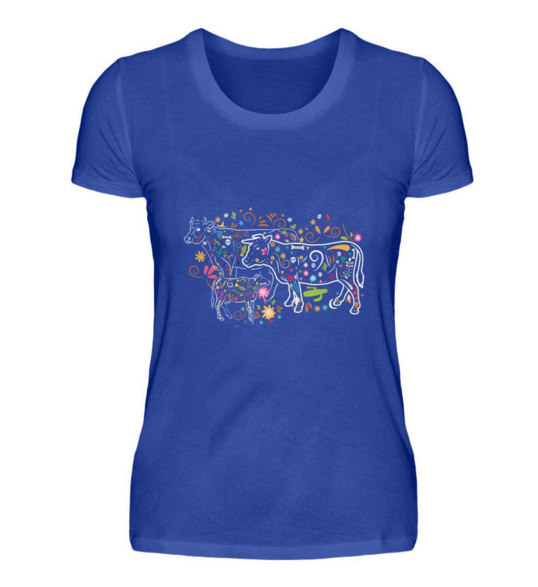 Kühe Colorful · Damen T-Shirt-Damen Basic T-Shirt-Neon Blue-S-Agrarstarz