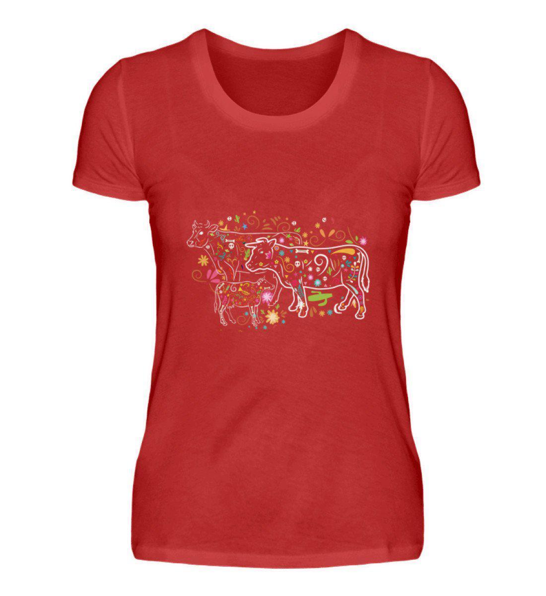 Kühe Colorful · Damen T-Shirt-Damen Basic T-Shirt-Red-S-Agrarstarz