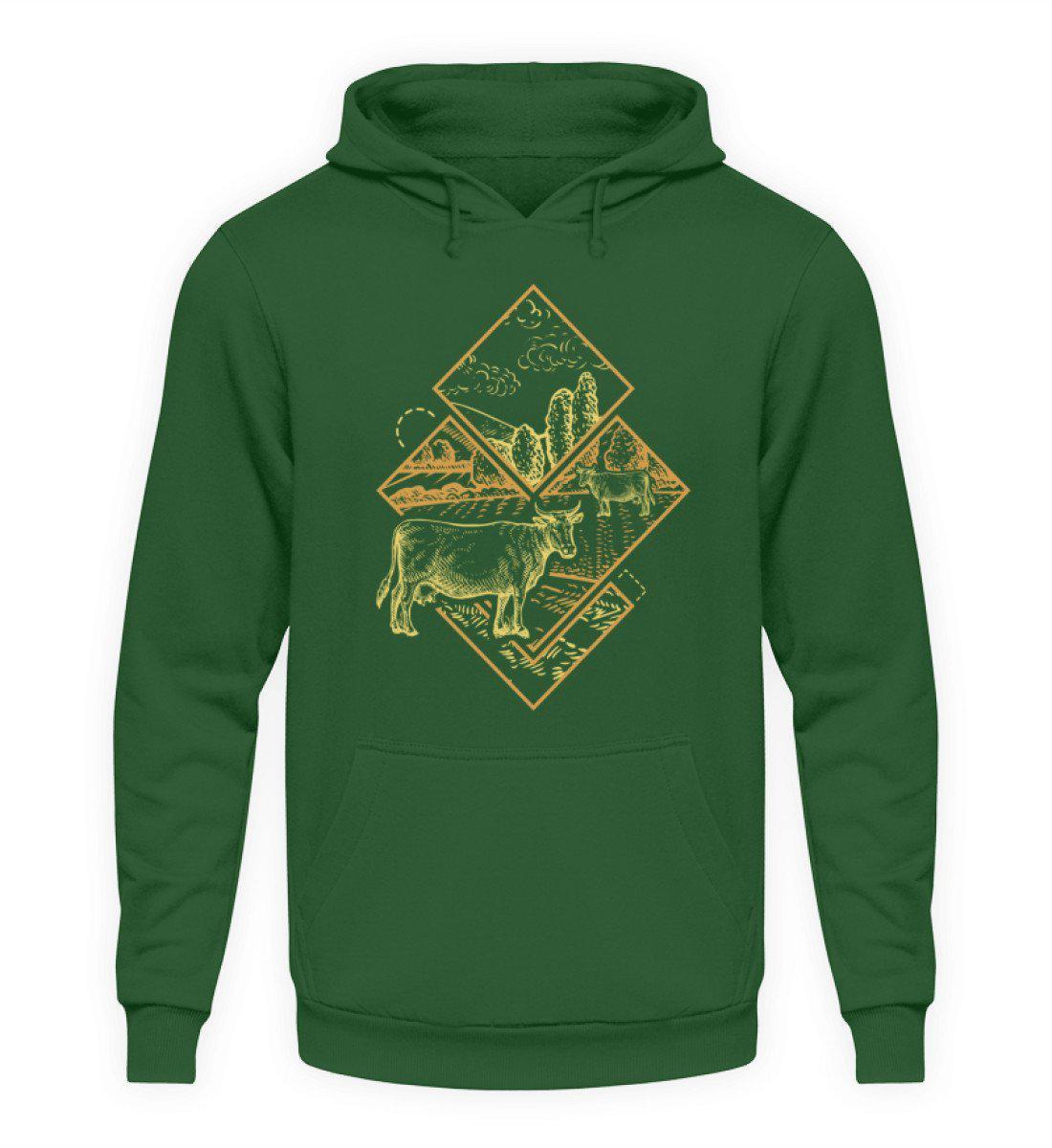 Kühe Geometric · Unisex Kapuzenpullover Hoodie-Unisex Hoodie-Bottle Green-S-Agrarstarz