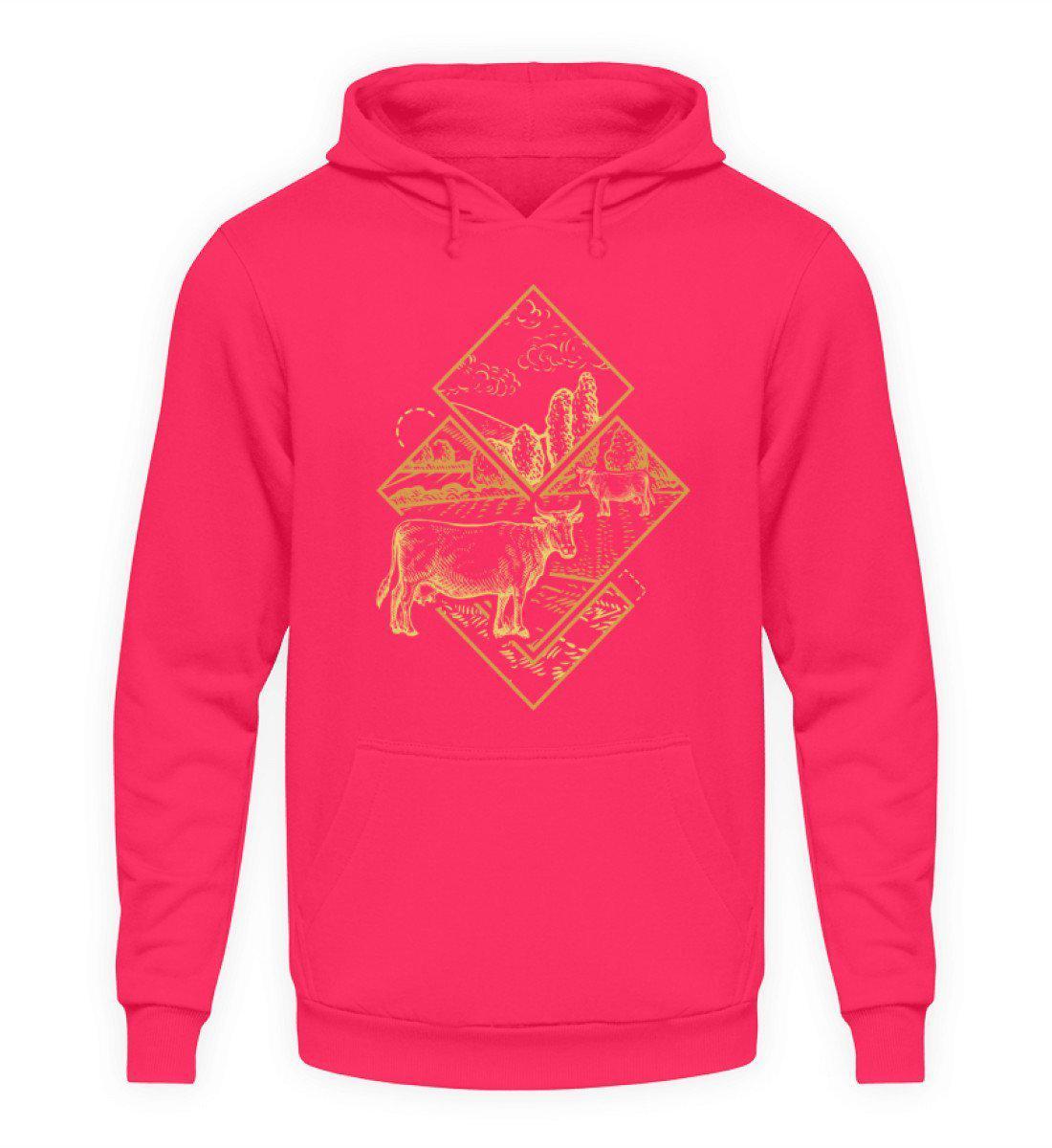 Kühe Geometric · Unisex Kapuzenpullover Hoodie-Unisex Hoodie-Hot Pink-S-Agrarstarz