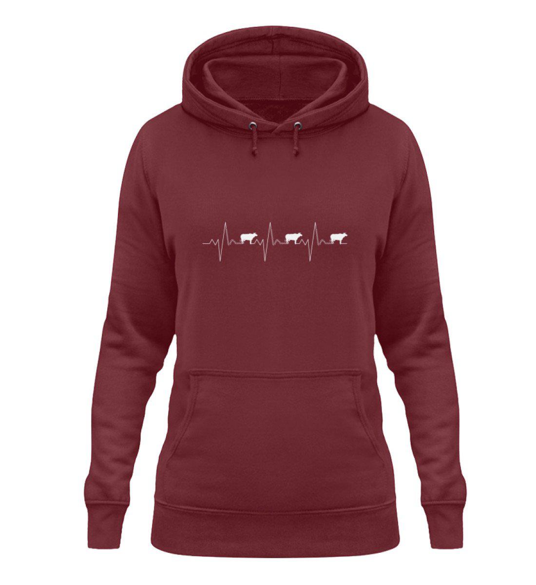Kühe Heartbeat 2 · Damen Hoodie-Damen Hoodie-Burgundy-XS-Agrarstarz