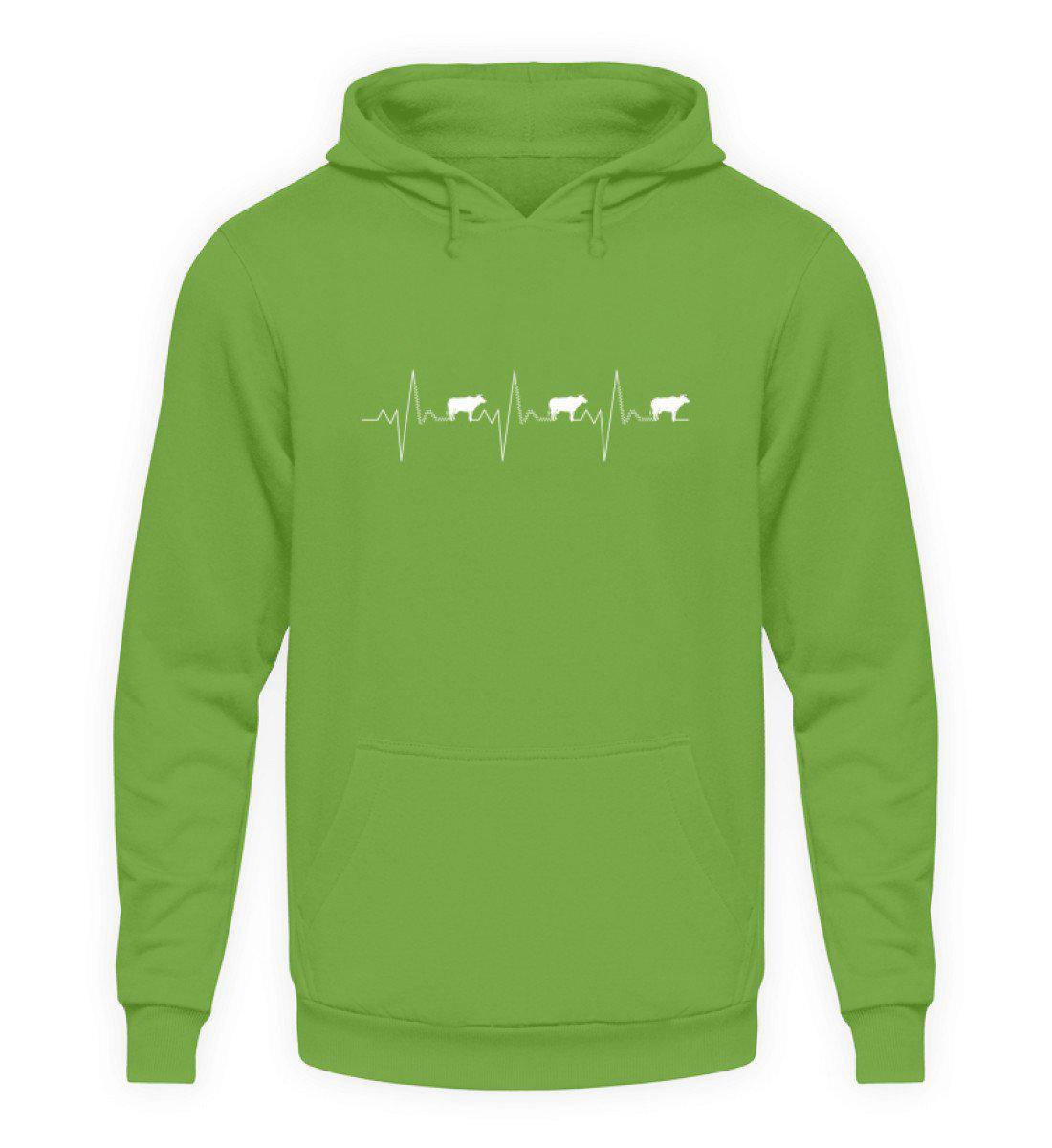 Kühe Heartbeat 2 · Unisex Kapuzenpullover Hoodie-Unisex Hoodie-LimeGreen-S-Agrarstarz
