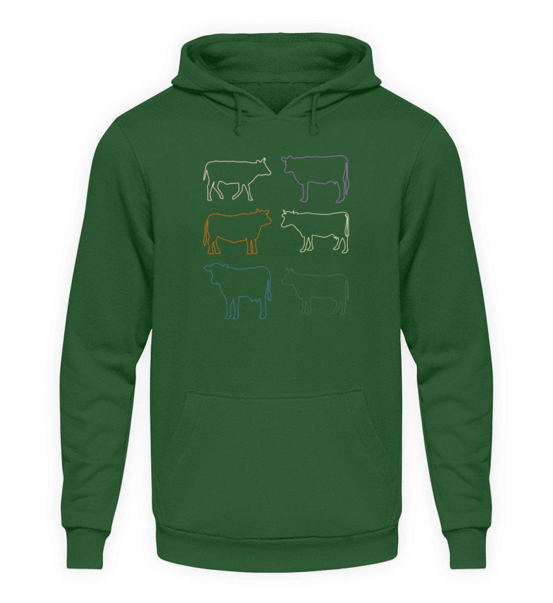 Kühe Silhouette farbig · Unisex Kapuzenpullover Hoodie-Unisex Hoodie-Bottle Green-S-Agrarstarz