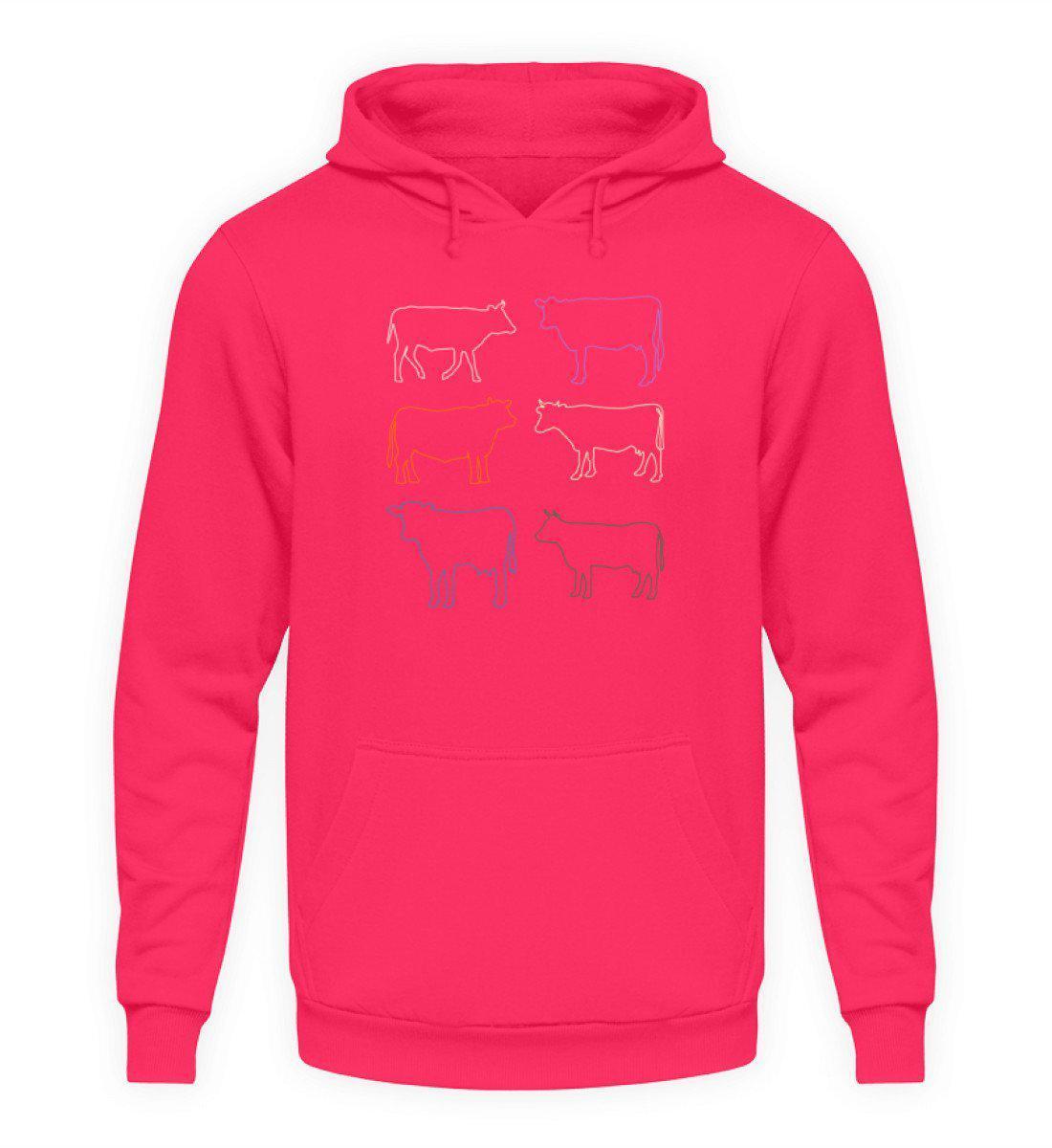 Kühe Silhouette farbig · Unisex Kapuzenpullover Hoodie-Unisex Hoodie-Hot Pink-S-Agrarstarz