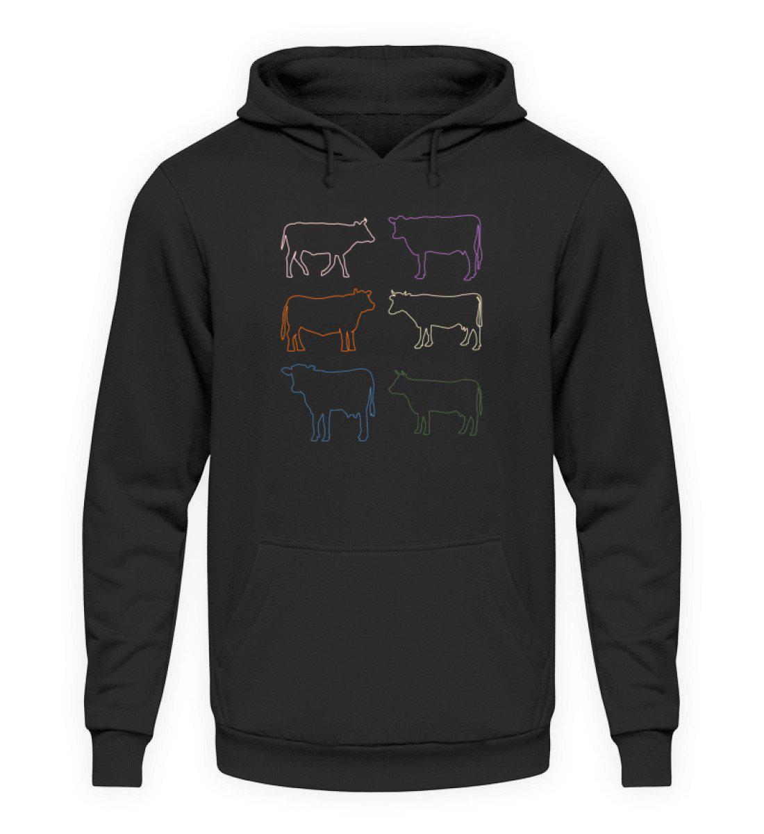 Kühe Silhouette farbig · Unisex Kapuzenpullover Hoodie-Unisex Hoodie-Jet Black-S-Agrarstarz