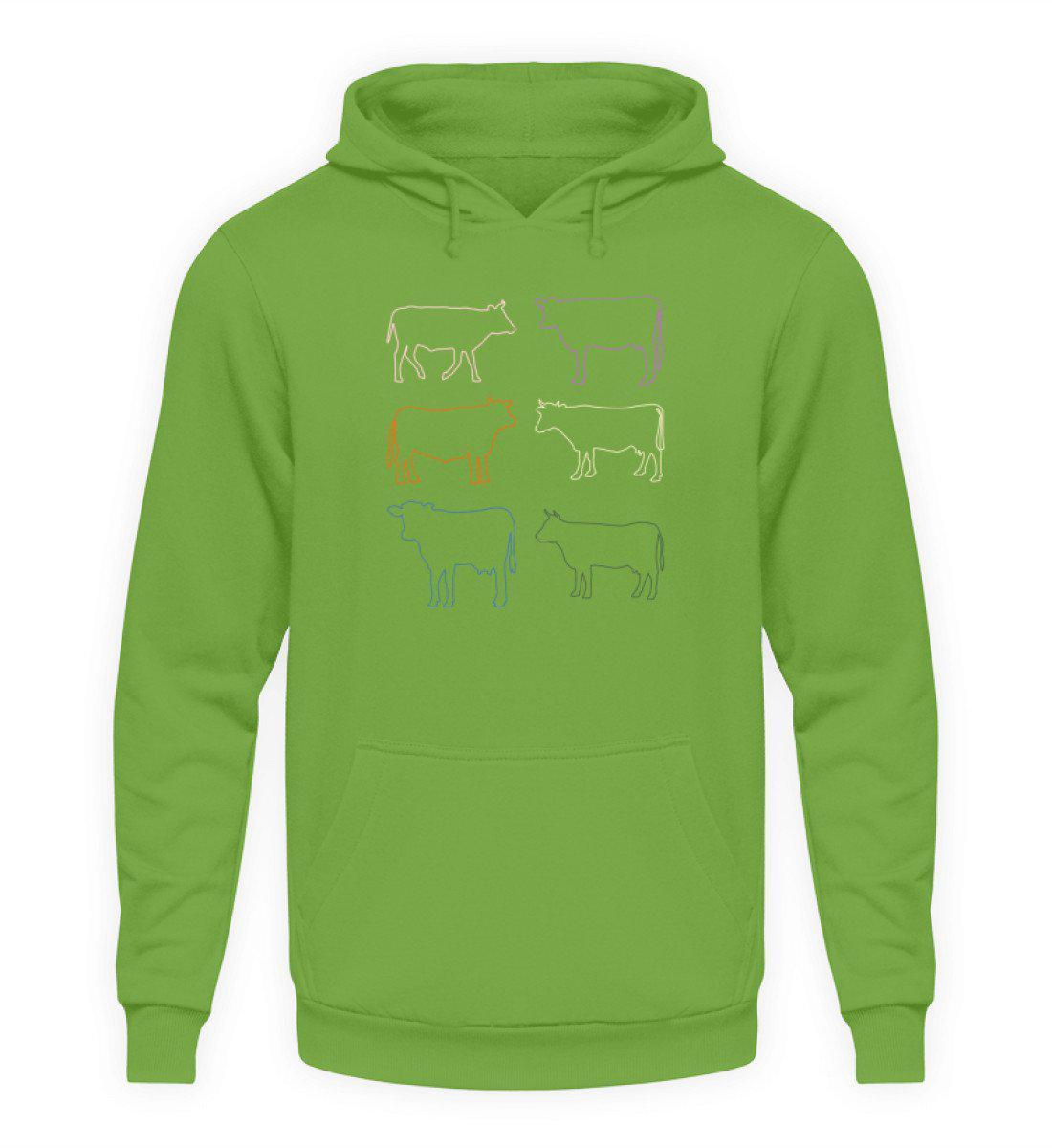 Kühe Silhouette farbig · Unisex Kapuzenpullover Hoodie-Unisex Hoodie-LimeGreen-S-Agrarstarz