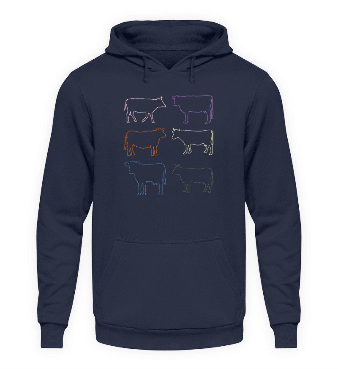 Kühe Silhouette farbig · Unisex Kapuzenpullover Hoodie-Unisex Hoodie-Oxford Navy-S-Agrarstarz