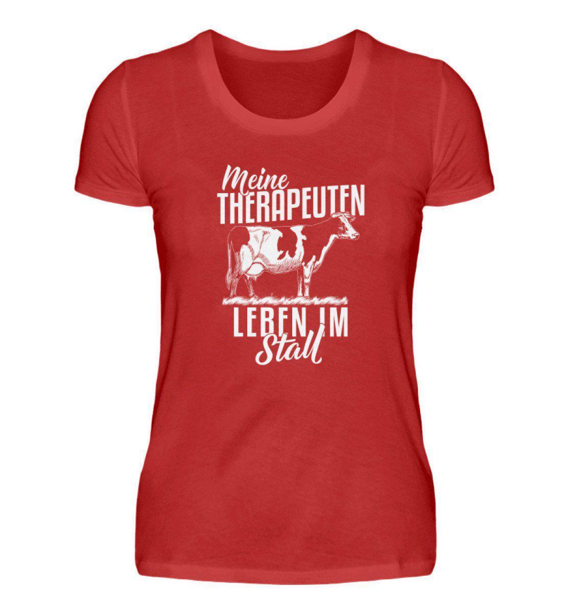 Kühe Therapeuten im Stall · Damen T-Shirt-Damen Basic T-Shirt-Red-S-Agrarstarz