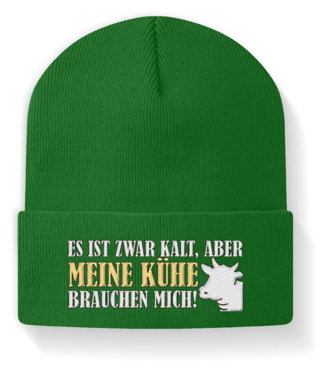 Kühe brauchen mich · Beanie Mütze-Beanie mit Stick-Kelly Green-M-Agrarstarz