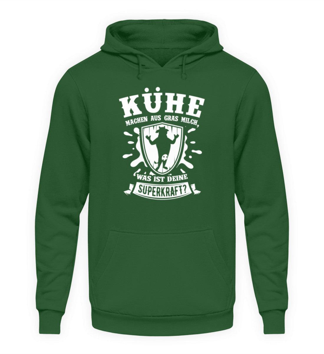 Kühe machen aus Gras Milch · Unisex Kapuzenpullover Hoodie-Unisex Hoodie-Bottle Green-S-Agrarstarz