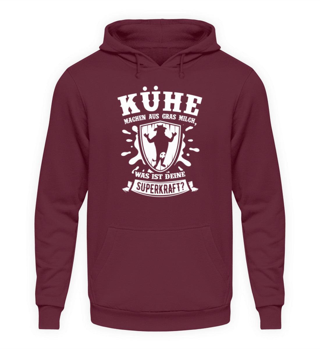 Kühe machen aus Gras Milch · Unisex Kapuzenpullover Hoodie-Unisex Hoodie-Burgundy-S-Agrarstarz